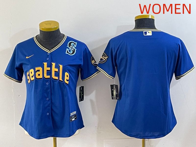 Women 2025 Seattle Mariners Blank Blue City Edition Nike MLB Jersey style 3